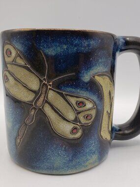Mara Stoneware Mexico Heavy 16oz Mug Dragonfly Large Handle Coffee Tea Cup